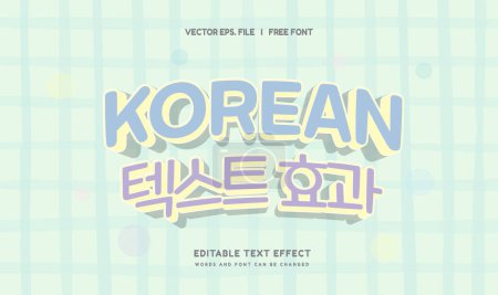 Editierbarer Texteffekt Koreanischer Film - Drama 3D-Zeichentrickvorlage Premium-Vektor