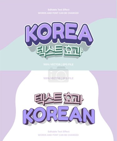 Ilustración de Efecto de texto editable Coreano Película Drama 3d pastel plantilla de dibujos animados estilo premium vector. Impresión - Imagen libre de derechos