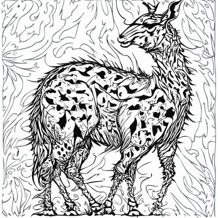 Illustration for Sketch of a Deer standing position for coloring book of kids. Hand drawn sketch book. Outlines of Deer bodyin black colour against white background. Artwork can also used for T-shirt design, Tattoo design, Cover book design. Vector file attached. - Royalty Free Image