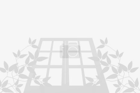 Schatten des Fensters mit Blättern der Pflanze auf weißem Wandhintergrund. Gebraucht für Hintergründe, Kartons, tropische Konzepte, Herbst für Produktpräsentationspodium und Attrappe. Editierbar. EPS 10
