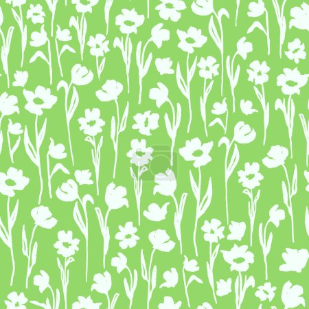 Ilustración de Flores de lima cibernética con hojas patrón de repetición sin costuras. Botánica vectorial por toda la superficie de impresión. - Imagen libre de derechos
