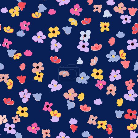 Illustration for Vector illustration of seamless pattern with cute flowers - Royalty Free Image