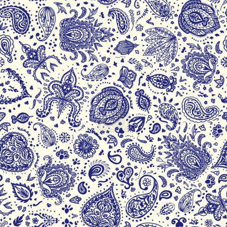 Ilustración de Paisley vector patrón floral. patrón étnico sin fisuras. trasfondo floral étnico. estilo batik pintura. - Imagen libre de derechos