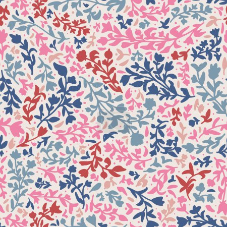 Illustration for Flowers seamless repeat pattern.  vector elements all over surface print. - Royalty Free Image