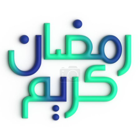 Photo for Stylish 3D Green and Blue Ramadan Kareem Arabic Calligraphy Design - Royalty Free Image