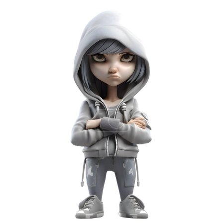 Photo for Charming 3D Burglar Girl Endearing and Captivating Character for Animation White Background - Royalty Free Image