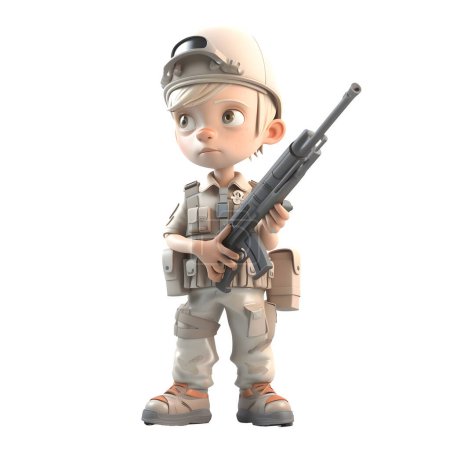 Photo for Defender of Freedom 3D Render of Army Man in Uniform on White Background White Background - Royalty Free Image