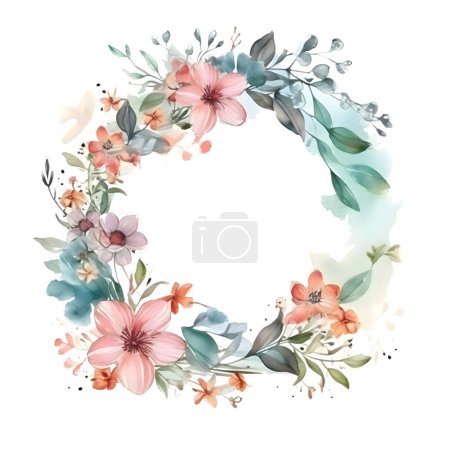 Foto de Digital Elegante invitación botánica con delicadas rosas y vegetación Fondo Blanco - Imagen libre de derechos