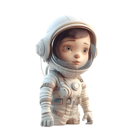 Photo for Shooting for the Stars 3D Cute Astronaut Female White Background - Royalty Free Image