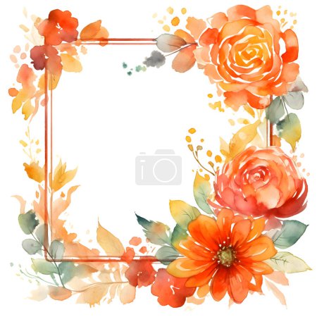 Téléchargez les photos : Cadre de jardin de printemps avec des fleurs et des feuilles en fleurs. Aquarelle dessinée à la main. fond blanc - en image libre de droit