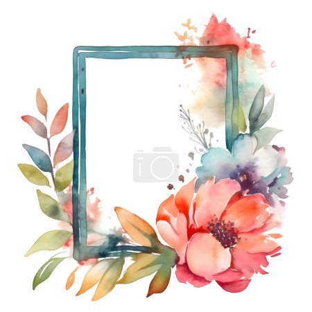 Photo for Hand Painted Floral Border with Blush Pink and Peach Flowers. Romantic and Dreamy Design. White Background - Royalty Free Image