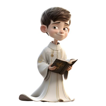 Téléchargez les photos : 3D Render d'un prêtre religieux debout sur fond blanc fond blanc - en image libre de droit