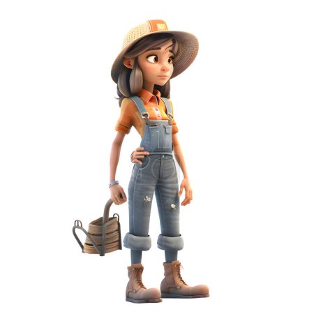 Cute and Capable 3D Farmer Women Skilled and Hardworking Characters for Agricultural Projects White Background
