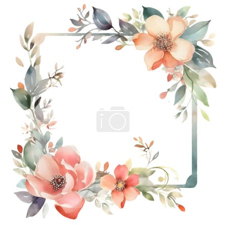Téléchargez les photos : Invitation florale fantaisiste avec des fleurs et des feuilles dessinées à la main fond blanc - en image libre de droit