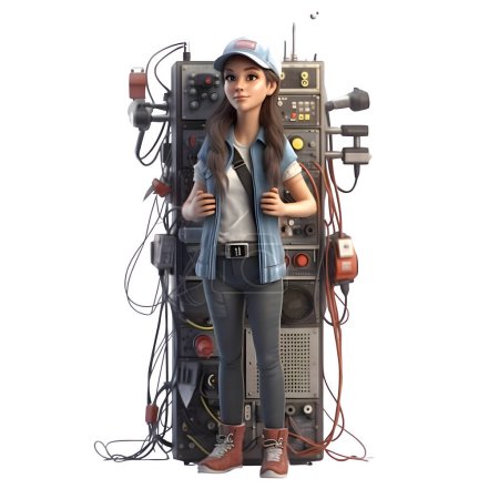 Photo for Friendly and Approachable 3D Electrician Women Personable and Trustworthy Characters for Electrical Repairs Promotions White Background - Royalty Free Image