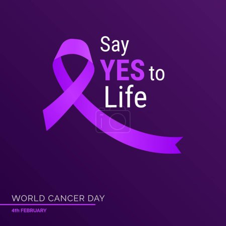 Téléchargez les illustrations : Say Yes to Life Ribbon Typography. 4th February World Cancer Day - en licence libre de droit