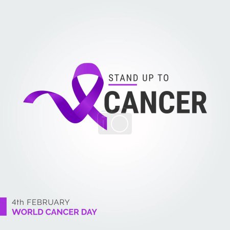 Téléchargez les illustrations : Stand up to cancer Ribbon Typography. 4th February World Cancer Day - en licence libre de droit