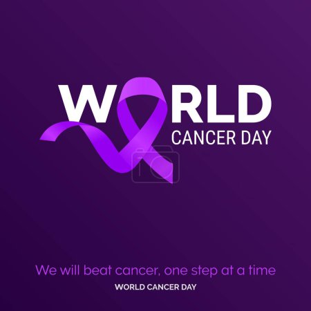 Téléchargez les illustrations : We will beat cancer. one step at a time - World Cancer Day - en licence libre de droit