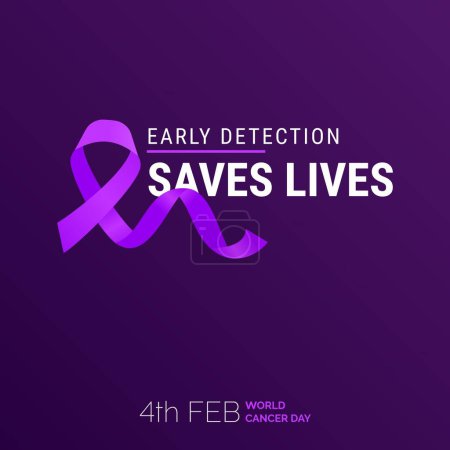 Téléchargez les illustrations : Early Detection Saves Lives Ribbon Typography. 4th Feb World Cancer Day - en licence libre de droit
