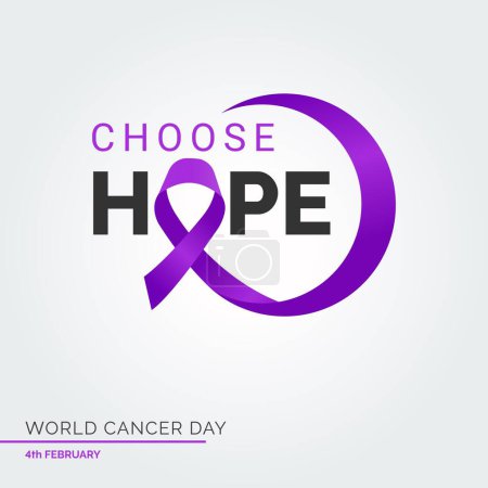 Téléchargez les illustrations : Choisissez Hope Ribbon Typographie. 4 février Journée mondiale du cancer - en licence libre de droit