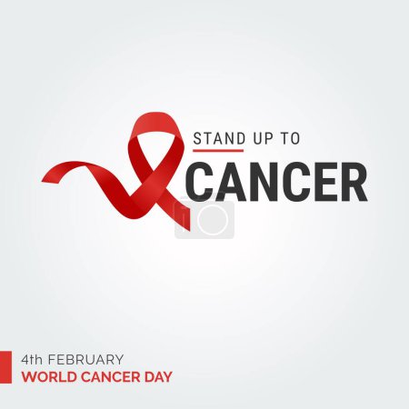 Téléchargez les illustrations : Levez-vous contre le cancer Ruban Typographie. 4 février Journée mondiale du cancer - en licence libre de droit