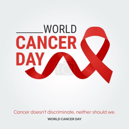 Téléchargez les illustrations : Le cancer ne fait pas de discrimination. neaither devrions-nous - Journée mondiale du cancer - en licence libre de droit