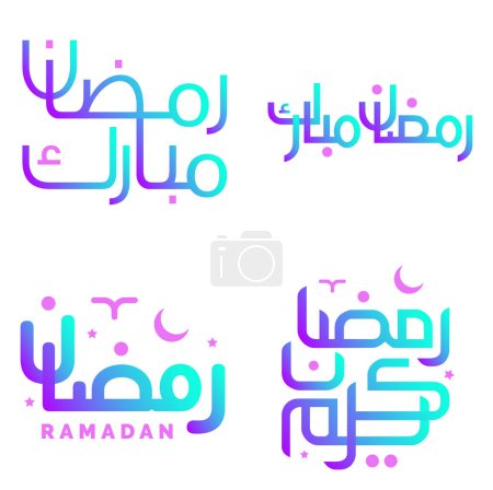 Ilustración de Celebra el Mes Santo del Ramadán con Caligrafía árabe degradada. - Imagen libre de derechos
