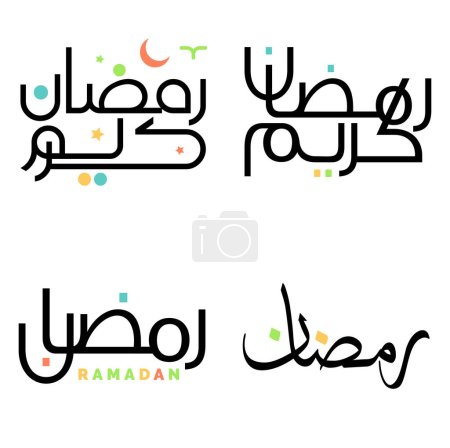 Téléchargez les illustrations : Illustration vectorielle du Ramadan noir Kareem Typographie arabe pour salutations. - en licence libre de droit