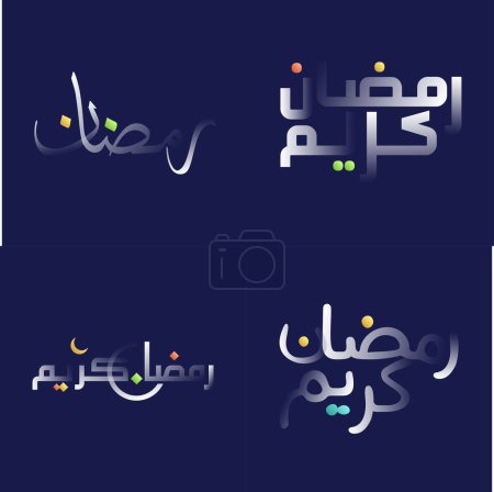 Ilustración de Paquete de caligrafía de Kareem Ramadán blanco brillante con coloridos elementos de diseño islámico y patrones geométricos - Imagen libre de derechos