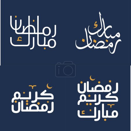 Téléchargez les illustrations : Élégante calligraphie blanche et éléments de design orange Illustration vectorielle pour Ramadan Kareem. - en licence libre de droit