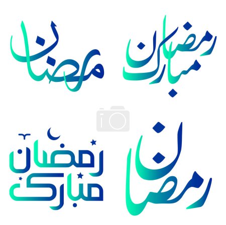 Téléchargez les illustrations : Illustration vectorielle du dégradé vert et bleu Ramadan Kareem Salutations et souhaits. - en licence libre de droit
