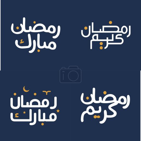 Ilustración de Ilustración vectorial de elementos de diseño naranja con caligrafía blanca para tarjetas de felicitación Ramadán Kareem. - Imagen libre de derechos