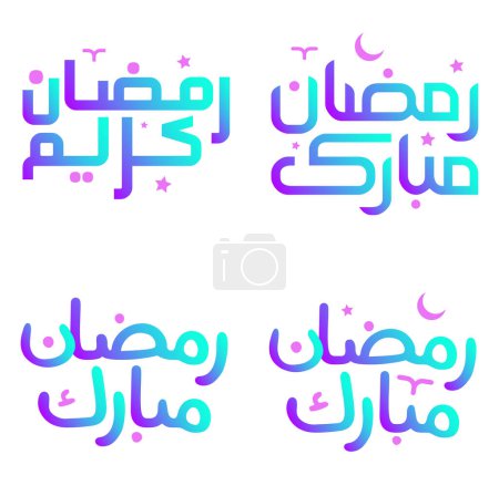Téléchargez les illustrations : Elégant dégradé Ramadan Kareem Vector Design avec calligraphie islamique. - en licence libre de droit