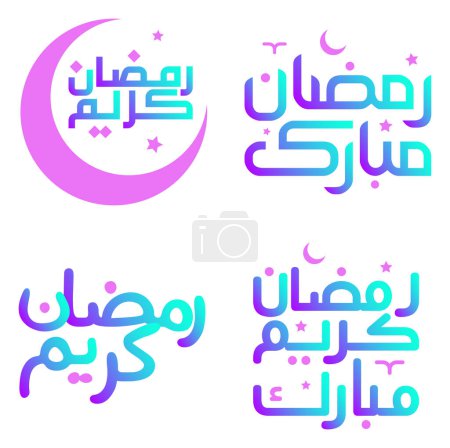 Illustration for Elegant Gradient Ramadan Kareem Vector Design with Islamic Calligraphy. - Royalty Free Image