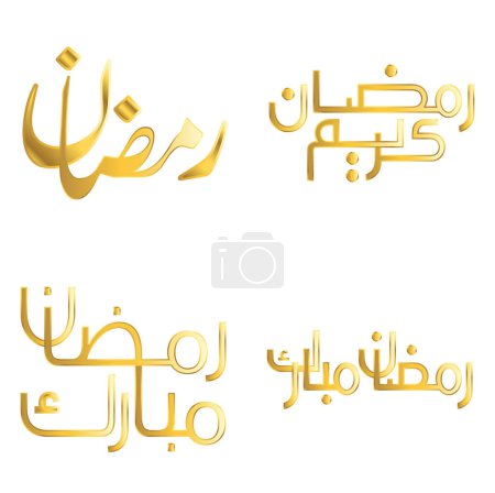 Illustration for Elegant Golden Ramadan Kareem Vector Design with Traditional Arabic Calligraphy. - Royalty Free Image