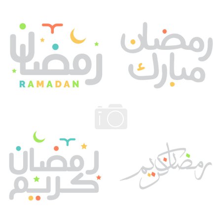 Téléchargez les illustrations : Mois sacré du jeûne Typographie arabe : Ramadan Kareem & Ramadhan Moubarak. - en licence libre de droit