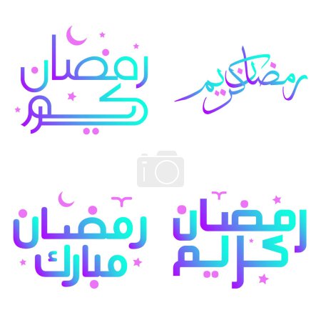 Téléchargez les illustrations : Gradient Ramadan Kareem Illustration vectorielle avec calligraphie arabe. - en licence libre de droit