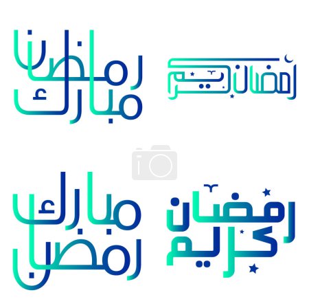 Illustration for Celebrate Ramadan Kareem with Gradient Green and Blue Islamic Calligraphy Vector Illustration. - Royalty Free Image