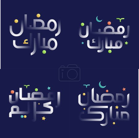Ilustración de Paquete blanco brillante de caligrafía de Kareem de Ramadán con acentos coloridos del chapoteo - Imagen libre de derechos