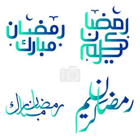 Téléchargez les illustrations : Illustration vectorielle du Ramadan bleu et vert dégradé avec calligraphie arabe traditionnelle. - en licence libre de droit