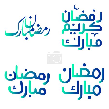 Téléchargez les illustrations : Gradient Calligraphie arabe verte et bleue Illustration vectorielle pour les célébrations musulmanes. - en licence libre de droit
