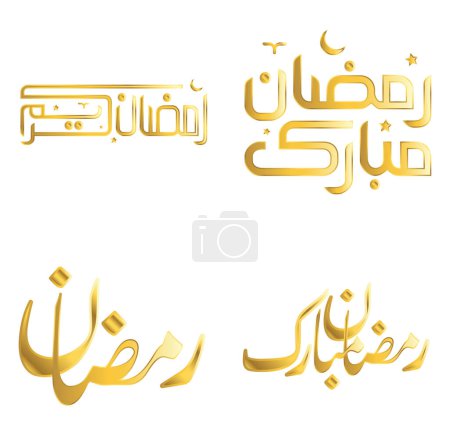 Téléchargez les illustrations : Célébrez le mois du jeûne islamique avec une illustration vectorielle élégante du Ramadan doré Kareem. - en licence libre de droit