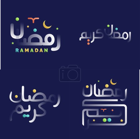 Téléchargez les illustrations : Pack Calligraphie Ramadan Kareem brillant avec couleurs vibrantes et éléments de design - en licence libre de droit