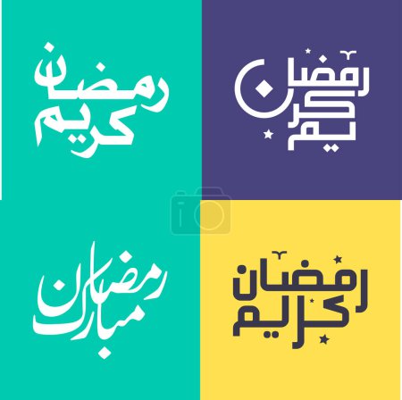 Téléchargez les illustrations : Pack vectoriel de calligraphie arabe simple pour célébrer le mois sacré du Ramadan avec un style moderne. - en licence libre de droit