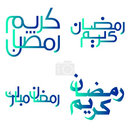 Ilustración de Elegante Gradiente Verde y Azul Vector Ilustración de Ramadán Kareem con Caligrafía Árabe. - Imagen libre de derechos