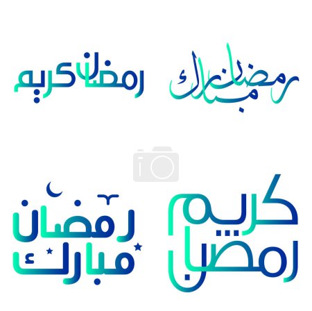 Ilustración de Elegante Gradiente Verde y Azul Ramadán Kareem Vector Design con Caligrafía Árabe. - Imagen libre de derechos