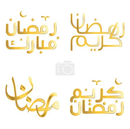 Illustration for Elegant Golden Vector Illustration of Ramadan Kareem with Arabic Calligraphy for Muslim Celebrations. - Royalty Free Image