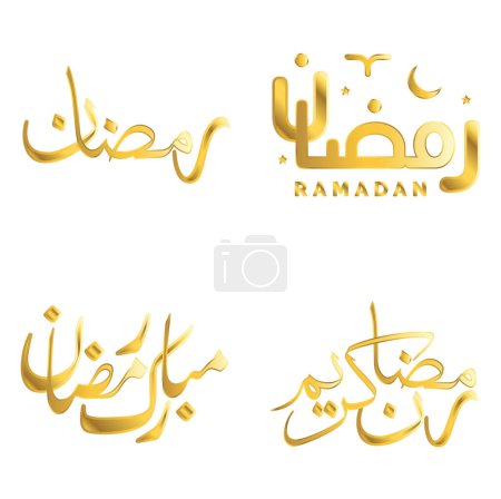 Ilustración de Vector Ilustración del Ramadán Dorado Kareem Caligrafía árabe para saludos musulmanes. - Imagen libre de derechos