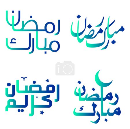 Ilustración de Elegante Caligrafía Gradiente Verde y Azul para Ramadán Kareem Saludos Vector Design. - Imagen libre de derechos