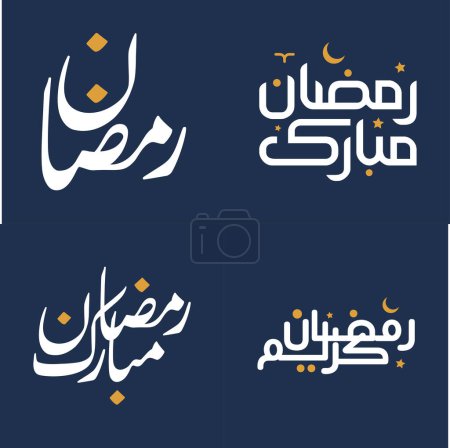 Ilustración de Caligrafía blanca y elementos de diseño naranja Ilustración vectorial para celebrar el Ramadán Kareem. - Imagen libre de derechos